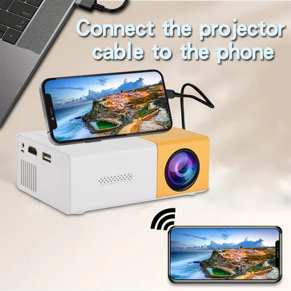 YG300 Small Projector Outdoor Camping Home Entertainment Projector, Plug in Phone 16:9 4:3 Birthday Gift